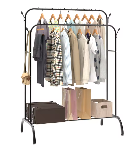 Dubbelpolig Kledingrek met Haken – Vrijstaand en nbsp; Hoge Capaciteit