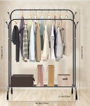 Dubbelpolig Kledingrek met Haken – Vrijstaand en nbsp; Hoge Capaciteit
