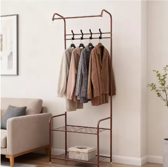 Metalen kapstok met plank en 4 haken – Vrijstaand en stevig