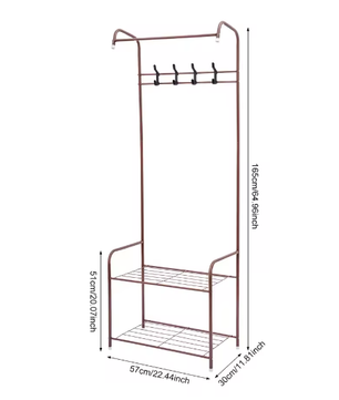 Metalen kapstok met plank en 4 haken – Vrijstaand en stevig