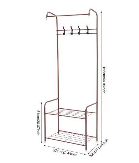 Metalen kapstok met plank en 4 haken – Vrijstaand en stevig
