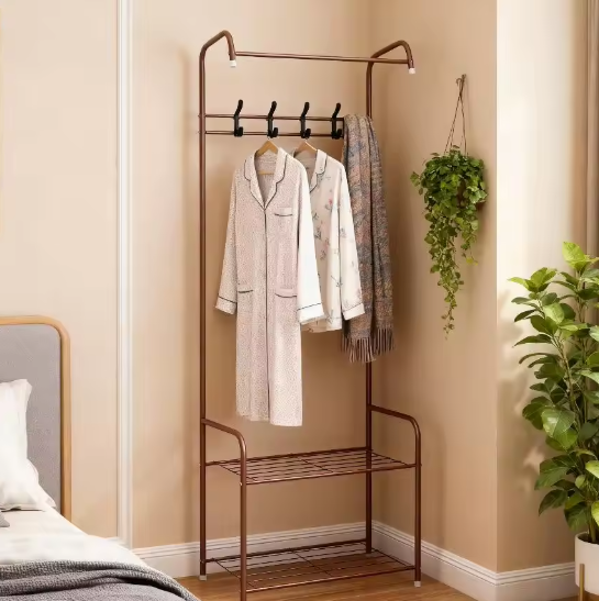 Metalen kapstok met plank en 4 haken – Vrijstaand en stevig