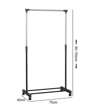 Verstelbaar Dubbel Kledingrek met Wielen – Telescopische Hoogte, Stevig Metalen Frame en  Extra Ophangruimte