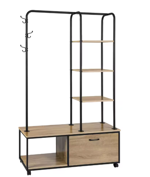 Vrijstaand Kledingrek met Schoenenrek en nbsp; Kast – Met Wielen en Haken