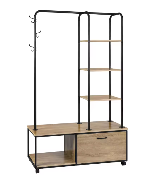 Vrijstaand Kledingrek met Schoenenrek en nbsp; Kast – Met Wielen en Haken