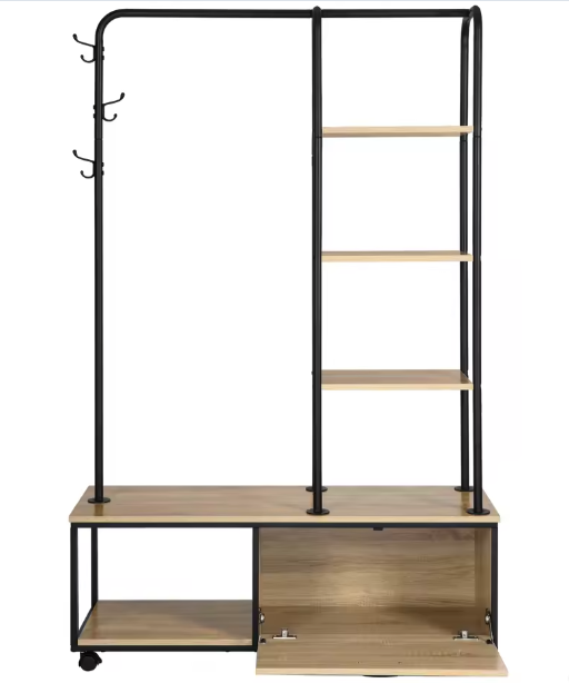 Vrijstaand Kledingrek met Schoenenrek en nbsp; Kast – Met Wielen en Haken
