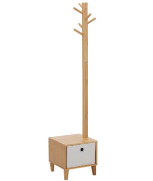 Bamboe Kapstok met Bank, Lade en 8 Haken – Compact en Functioneel