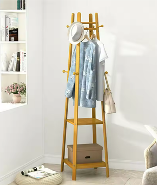 Bamboe Kapstok met 3 Planken en 8 Haken – Stabiel en Praktisch