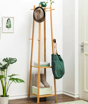 Bamboe Kapstok met 3 Planken en 8 Haken – Stabiel en Praktisch