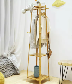 Bamboe Kapstok met 3 Planken en 8 Haken – Stabiel en Praktisch