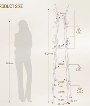 Kapstok met 3 Planken, Grote Mand en 16 Haken – Ruimtebesparend en Stijlvol