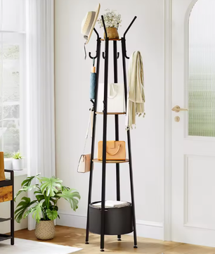 Kapstok met 3 Planken, Grote Mand en 16 Haken – Ruimtebesparend en Stijlvol