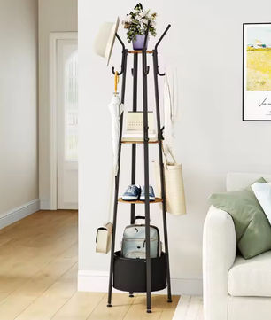 Kapstok met 3 Planken, Grote Mand en 16 Haken – Ruimtebesparend en Stijlvol