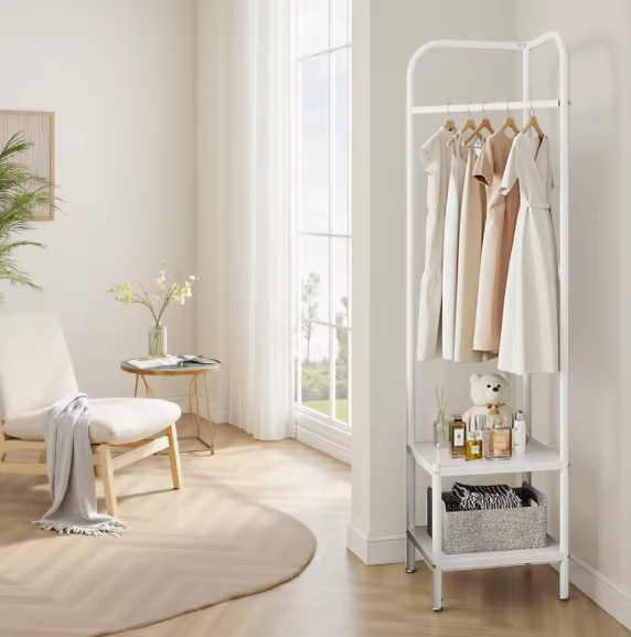 Metalen Hoekkapstok met Dubbele Plank – Vrijstaand, Ruimtebesparend en Stijlvol