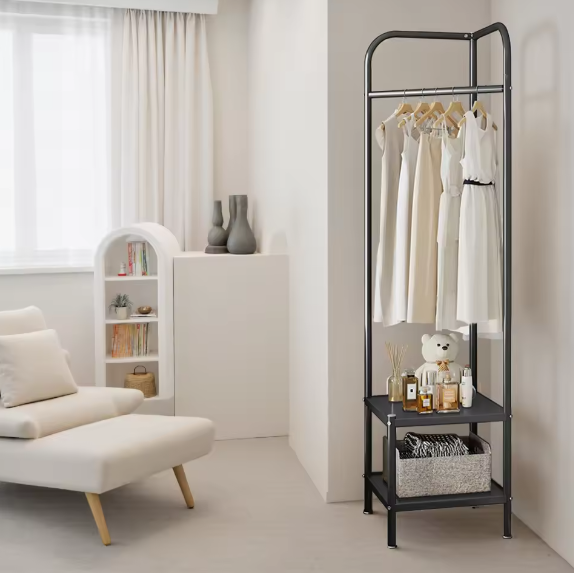 Metalen Hoekkapstok met Dubbele Plank – Vrijstaand, Ruimtebesparend en Stijlvol