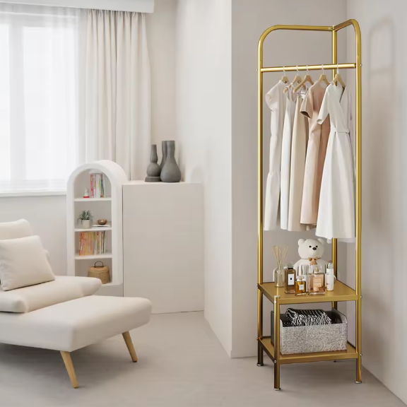 Metalen Hoekkapstok met Dubbele Plank – Vrijstaand, Ruimtebesparend en Stijlvol