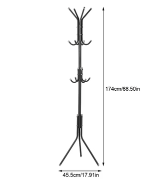 Metalen Kapstok met 10 Haken – Vrijstaande Jas en Hoedenstandaard