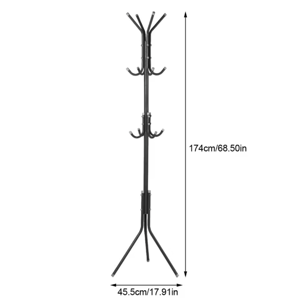 Metalen Kapstok met 10 Haken – Vrijstaande Jas en Hoedenstandaard