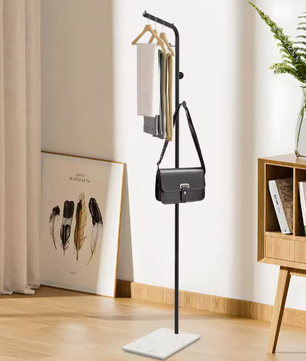 L-Vormige Metalen Kapstok met Stevige Basis en amp; 3 Haken