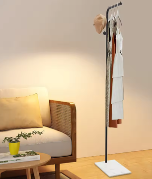 L-Vormige Metalen Kapstok met Stevige Basis en amp; 3 Haken