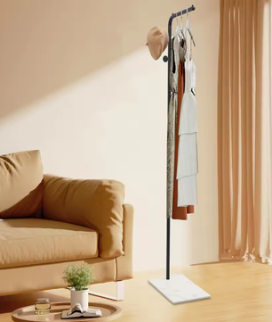 L-Vormige Metalen Kapstok met Stevige Basis en amp; 3 Haken