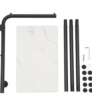 L-Vormige Metalen Kapstok met Stevige Basis en amp; 3 Haken