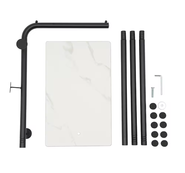 L-Vormige Metalen Kapstok met Stevige Basis en amp; 3 Haken