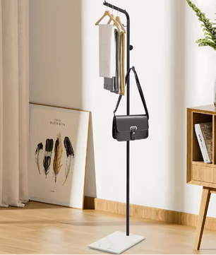 L-Vormige Metalen Kapstok met Stevige Basis en amp; 3 Haken