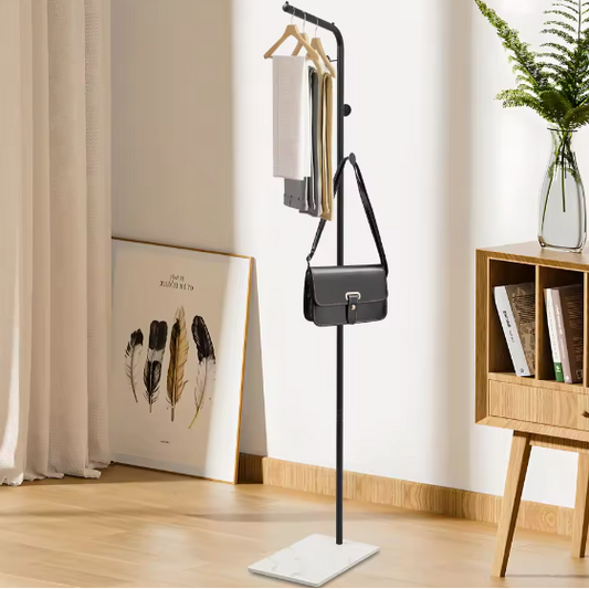 L-Vormige Metalen Kapstok met Stevige Basis en amp; 3 Haken