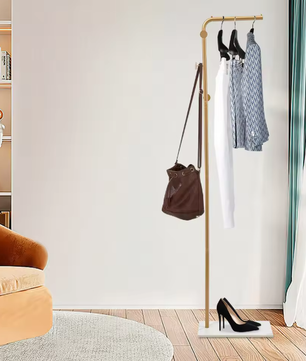 L-Vormige Metalen Kapstok met Stevige Basis en amp; 3 Haken