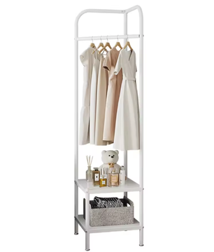 Metalen Vrijstaande Hoekkapstok met Dubbele Opbergplank – Ruimtebesparend Kledingrek voor Hal en Slaapkamer