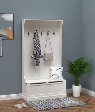 Kapstokmeubel met Bank – 3-in-1 Halmeubel met Haken en amp; Opbergbank