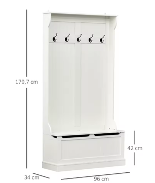 Kapstokmeubel met Bank – 3-in-1 Halmeubel met Haken en amp; Opbergbank