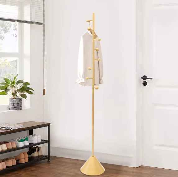 Vrijstaande Metalen Kapstok met 8 Haken – Slank en Modern Ontwerp (28×170 cm)