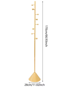 Vrijstaande Metalen Kapstok met 8 Haken – Slank en Modern Ontwerp (28×170 cm)