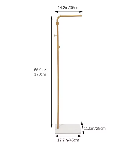 Moderne Vrijstaande Kapstok met Leistenen Basis – 3 Haken, Stabiel, Ruimtebesparend en Ideaal voor Kleine Ruimtes