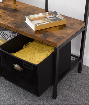 Industriële Kapstok met Bank, Schoenenrek en 3 Opbergvakken – 12 Haken