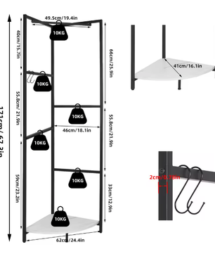 Hoek Kapstok met Plank en Schoenenrek – Vrijstaand en Ruimtebesparend
