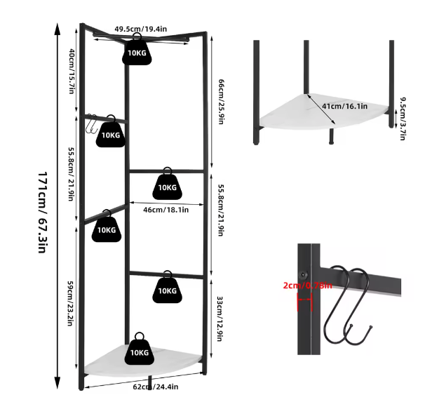 Hoek Kapstok met Plank en Schoenenrek – Vrijstaand en Ruimtebesparend
