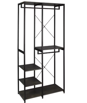 Vrijstaande Houten Kapstok met Stalen Frame en Schoenenrek