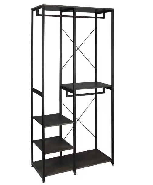 Vrijstaande Houten Kapstok met Stalen Frame en Schoenenrek