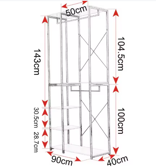 Vrijstaande Houten Kapstok met Stalen Frame en Schoenenrek