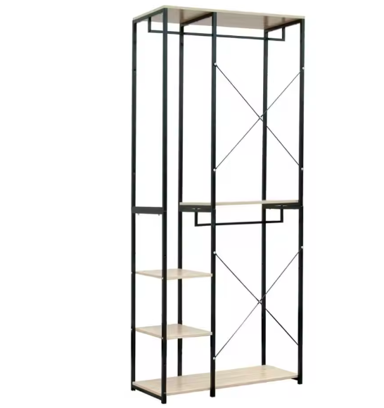 Vrijstaande Houten Kapstok met Stalen Frame en Schoenenrek