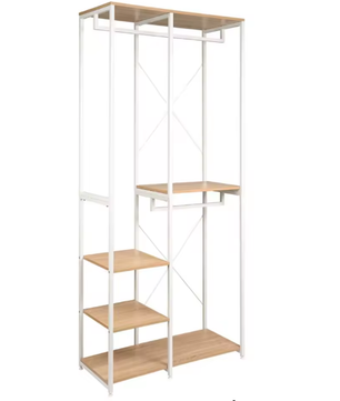 Vrijstaande Houten Kapstok met Stalen Frame en Schoenenrek