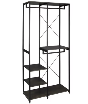 Vrijstaande Houten Kapstok met Stalen Frame en Schoenenrek