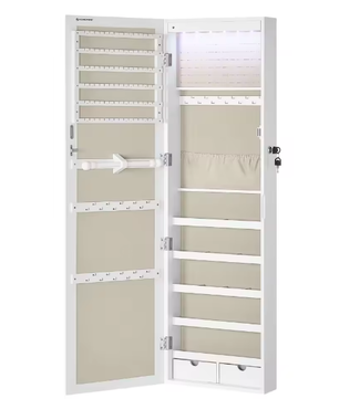 Wandspiegel Sieradenkast met Opbergvakken en Slot