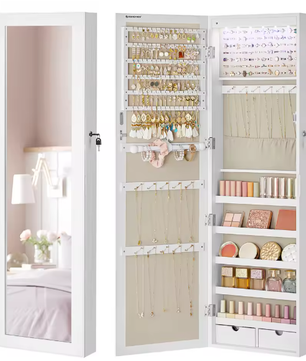 Wandspiegel Sieradenkast met Opbergvakken en Slot