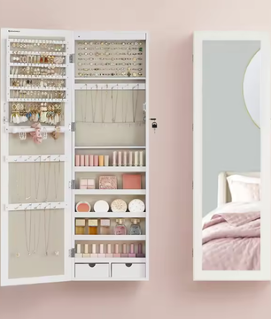 Wandspiegel Sieradenkast met Opbergvakken en Slot