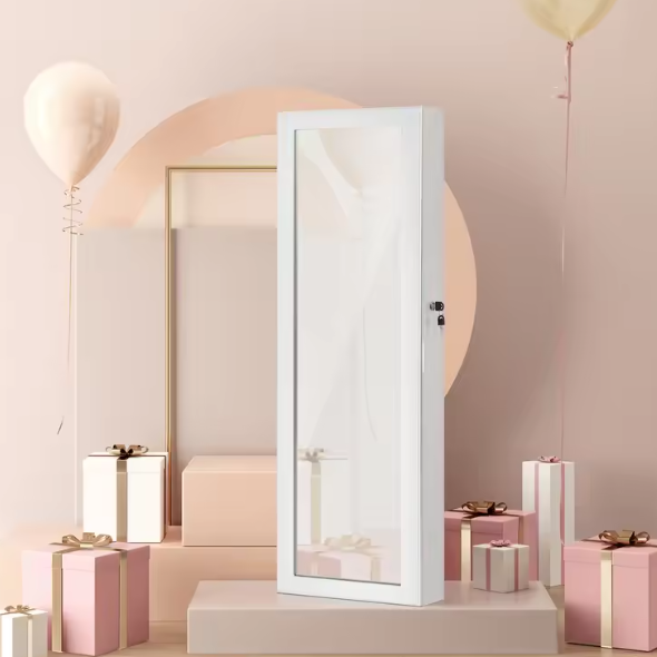 Wandspiegel Sieradenkast met Opbergvakken en Slot