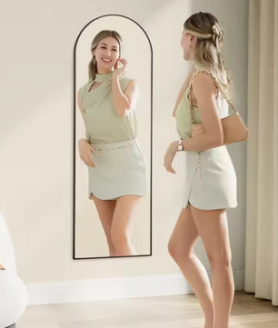 Volledige Wand- of Deurspiegel met Gebogen Aluminium Frame